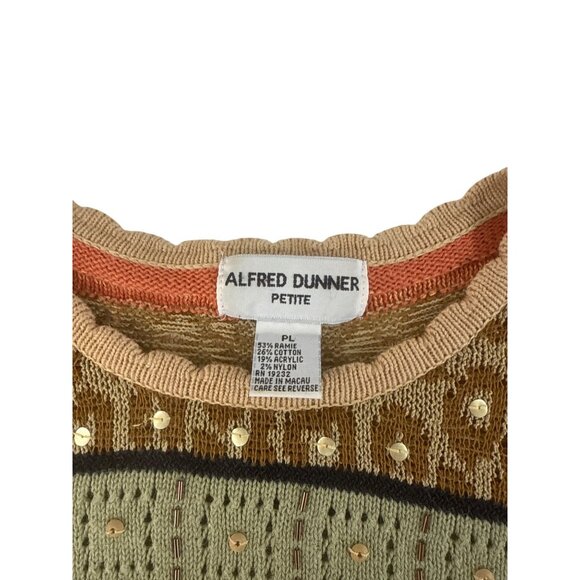 Alfred Dunner Sweater Petite Large Floral Peach Green Embroidered Knit Casual - Picture 3 of 7